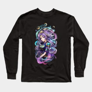 Wisdom of the Serpent: Enlightening AI Anime Character Art in Ophiuchus Long Sleeve T-Shirt